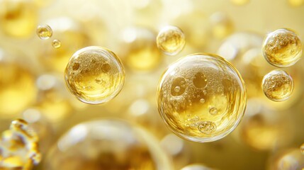 Fototapeta premium Golden oil bubbles abstract background