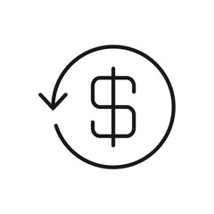 Money return. Chargeback, refunds. Cashback icon line style isolated on white background. Vector illustration