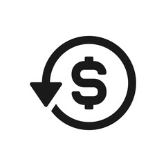Money return. Chargeback, refunds. Cashback icon flat style isolated on white background. Vector illustration