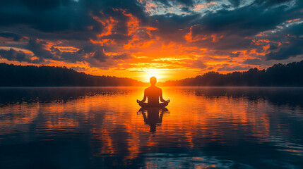 Serene Sunset Meditation: Finding Inner Peace at Tranquil Lakeside