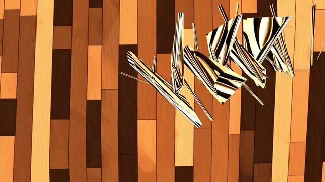 33 seconds endless looping mesmerizing wood kinetic graphics of wood pieces moving around into patterns hd video animation motion graphics 1920,1080