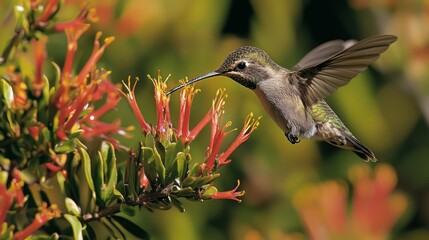 Fototapeta premium Hummingbird Feeling On Nectar