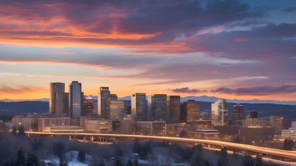 Obraz premium Bellevue's sunset skyline