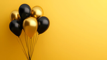 Festive decoration with black and gold balloons