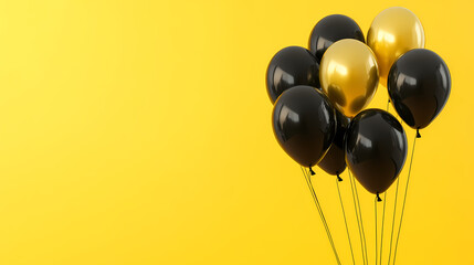 Festive decoration with black and gold balloons