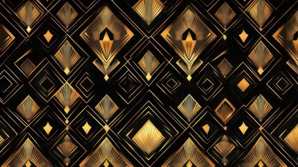 Art Deco Pattern: Black and Gold Geometric Design