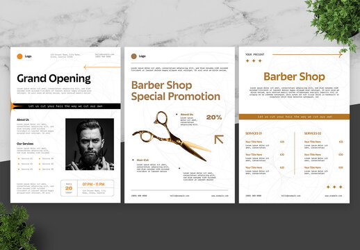 Orange and White Barber Shop Flyer