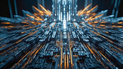 Futuristic Digital Data Flow Motherboard. AI Supercomputer. CPU and GPU. Computer Processors CPU Concept.
