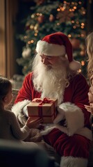 Santa Claus Surprising a Family with a Special Gift