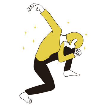 recommend clip art: 俯き決めポーズを取る女性のイラスト