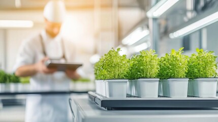 Automated assembly of vertical farming units in a modern factory, urban agriculture, sustainable food production