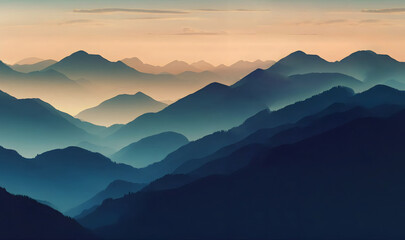 Obraz premium Serenity at Dusk - Layered Mountain Vista