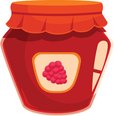 Classic glass jar full of delicious raspberry jam, perfect for breakfast or a sweet treat