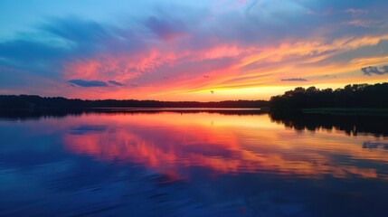 Serene Sunset Reflections. Capturing the calm beauty of nature