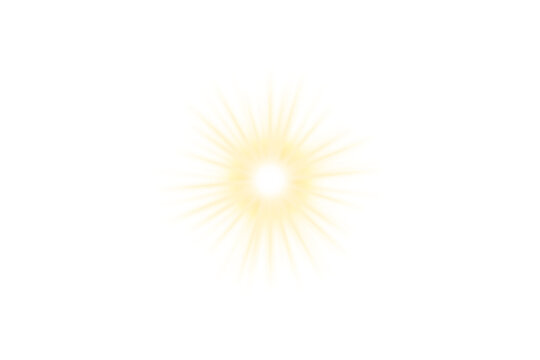 Golden Star light shine glow. Lens flare effect isolated on transparent background. Starlight PNG. Twinkling light effect with rays. Sun, Sparkling starlight, shine lens flare light effect.