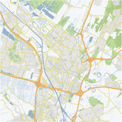 Obraz premium Road map of Utrecht in Netherlands. Contains layered vector with roads water, parks, etc.