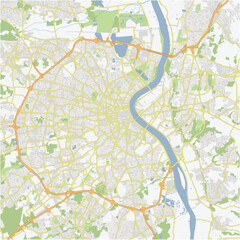 Obraz premium Road map of Bordeaux in France. Contains layered vector with roads water, parks, etc.