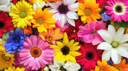 Fototapeta premium Beautiful, vivid, colorful mixed flower bouquet still life detail