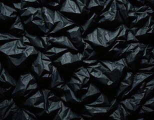 Black crumpled paper texture in low light background. Ai generated image