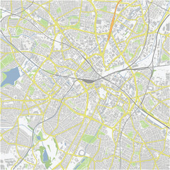 Road map of Birmingham in United Kingdom. Contains layered vector with roads water, parks, etc.