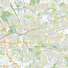 Road map of Dortmund in Germany. Contains layered vector with roads water, parks, etc.