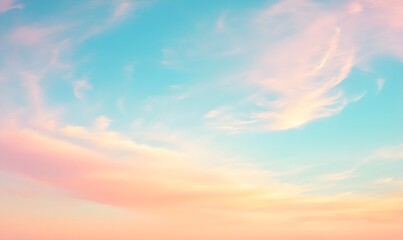 Obraz premium sky with thin clouds warm colours, Generative AI