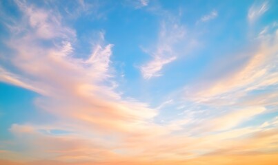 Obraz premium sky with thin clouds warm colours, Generative AI