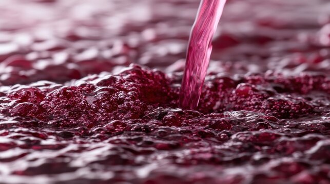 Pouring red wine close-up texture bubbles