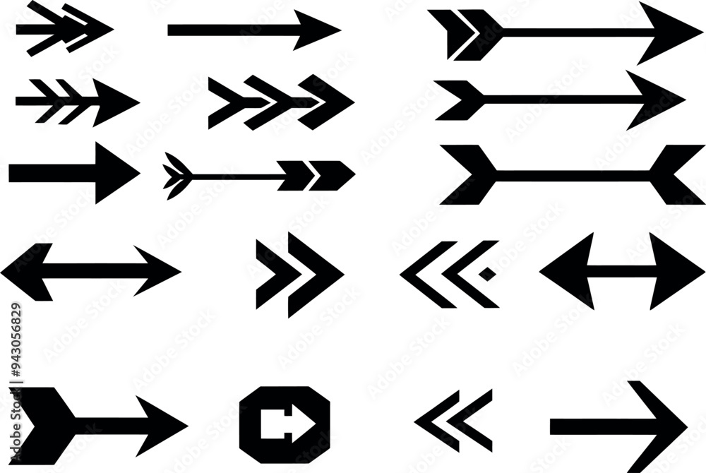 Poster collection of different arrows icons. modern arrow icon. cursor, pointer for web design, interface