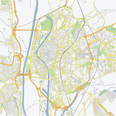 Obraz premium Road map of Sevilla in Spain. Contains layered vector with roads water, parks, etc.