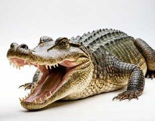 Fototapeta premium Crocodile on White Background. Ai generated image