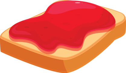 Single slice of white bread with strawberry jam being spread on top