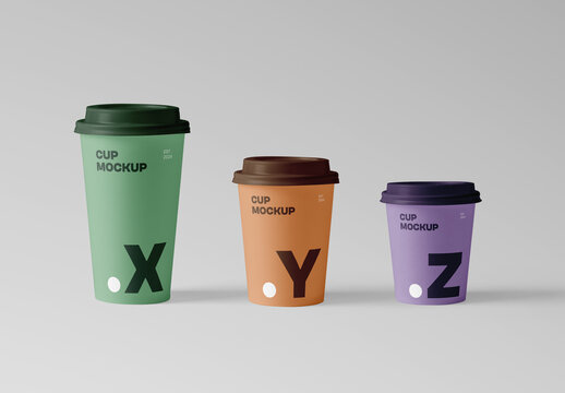 Three Size Coffee Cup Mockups