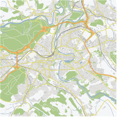 Road map of Bern in Switzerland. Contains layered vector with roads water, parks, etc.