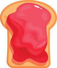 Piece of toast with strawberry jam spread on top, perfect for a quick and tasty breakfast