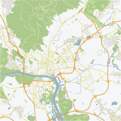 Road map of Bratislava in Slovakia. Contains layered vector with roads water, parks, etc.