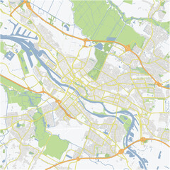 Road map of Bremen in Germany. Contains layered vector with roads water, parks, etc.