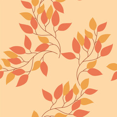 cute autumn leaf pattern seamless print on fabric