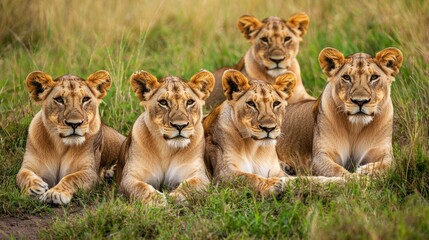 Fototapeta premium Pride Of Lions Relaxing After A Hunt