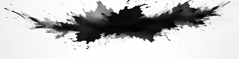 Obraz premium Abstract black in splash, paint, brush strokes, stain grunge isolated on white background, Japanese style with Generative AI.