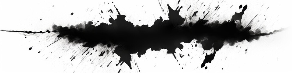 Obraz premium Abstract black in splash, paint, brush strokes, stain grunge isolated on white background, Japanese style with Generative AI.