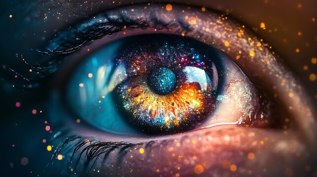 Enigmatic Alien Eye with Cosmic Patterns and Intriguing Glow - Symbol of Otherworldly Wisdom and Intelligence