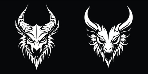 Set of Evil Skull Head Goat illustration