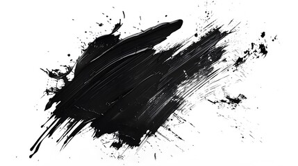 Graphite and black framed brush strokes texture isolated on white. Ink brush strokes. Grunge background.