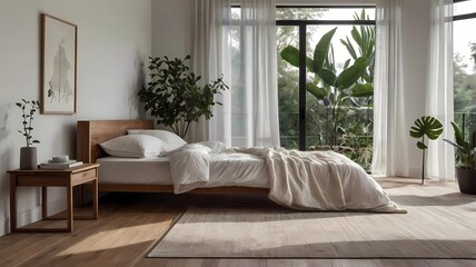 A feeling of relaxation and peace from living in an area surrounded by nature, generetive ai
