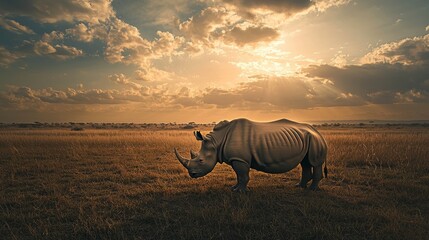 Fototapeta premium Rhino In A Savannah