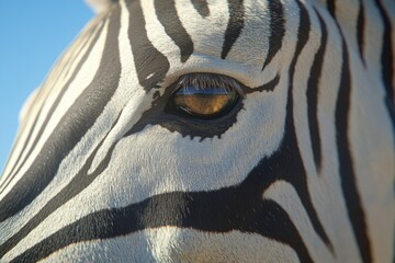 Close-up of zebra eye in natural sunlight