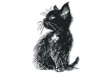 Obraz premium Detailed sketch of curious kitten
