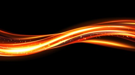 Abstract orange waves on black background