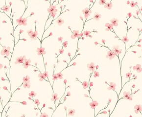 seamless pattern with pink flowers